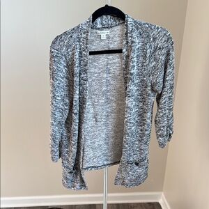 Croft & Barrow Black and White Open-Front Cardigan